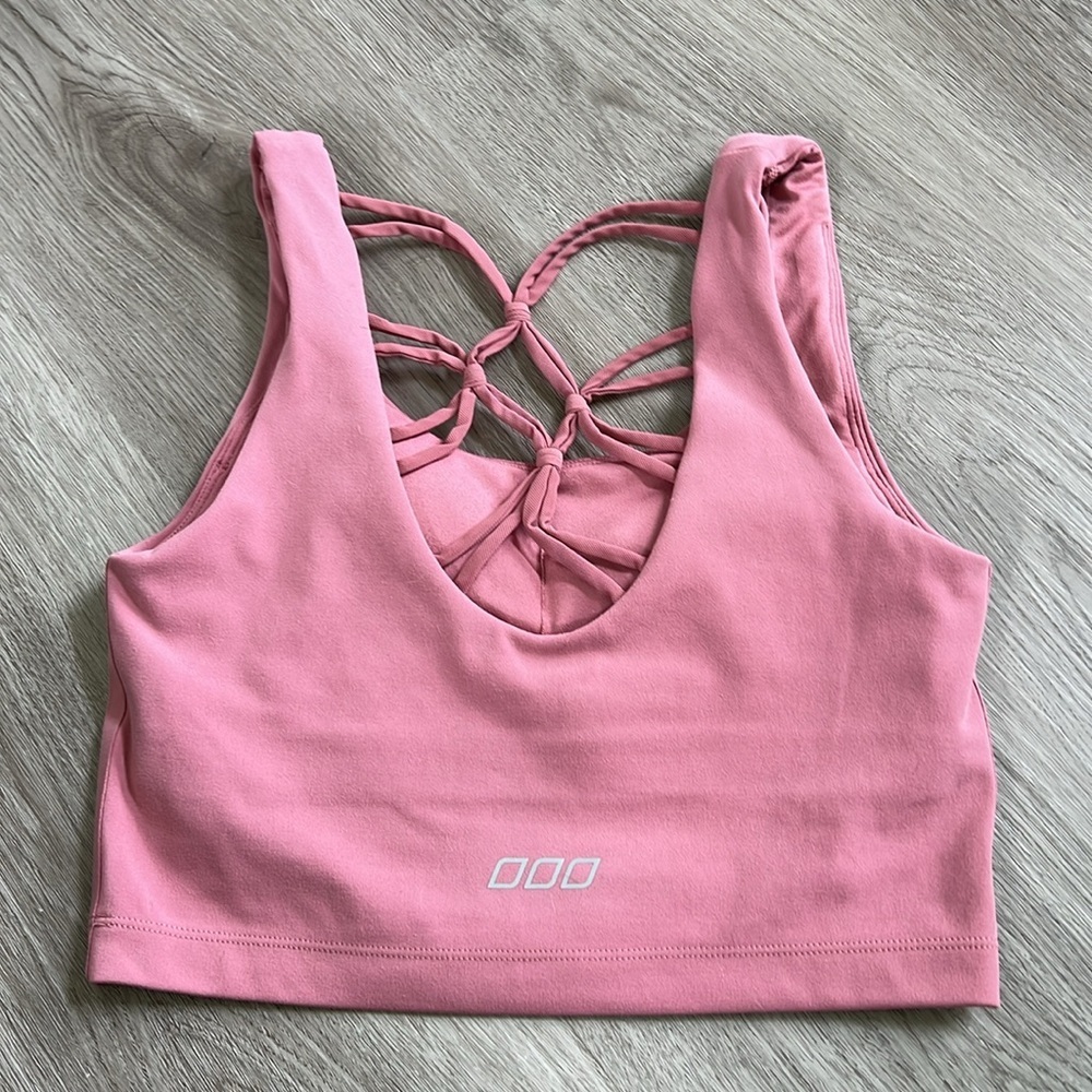 Lorna Jane pink strappy back sports bra